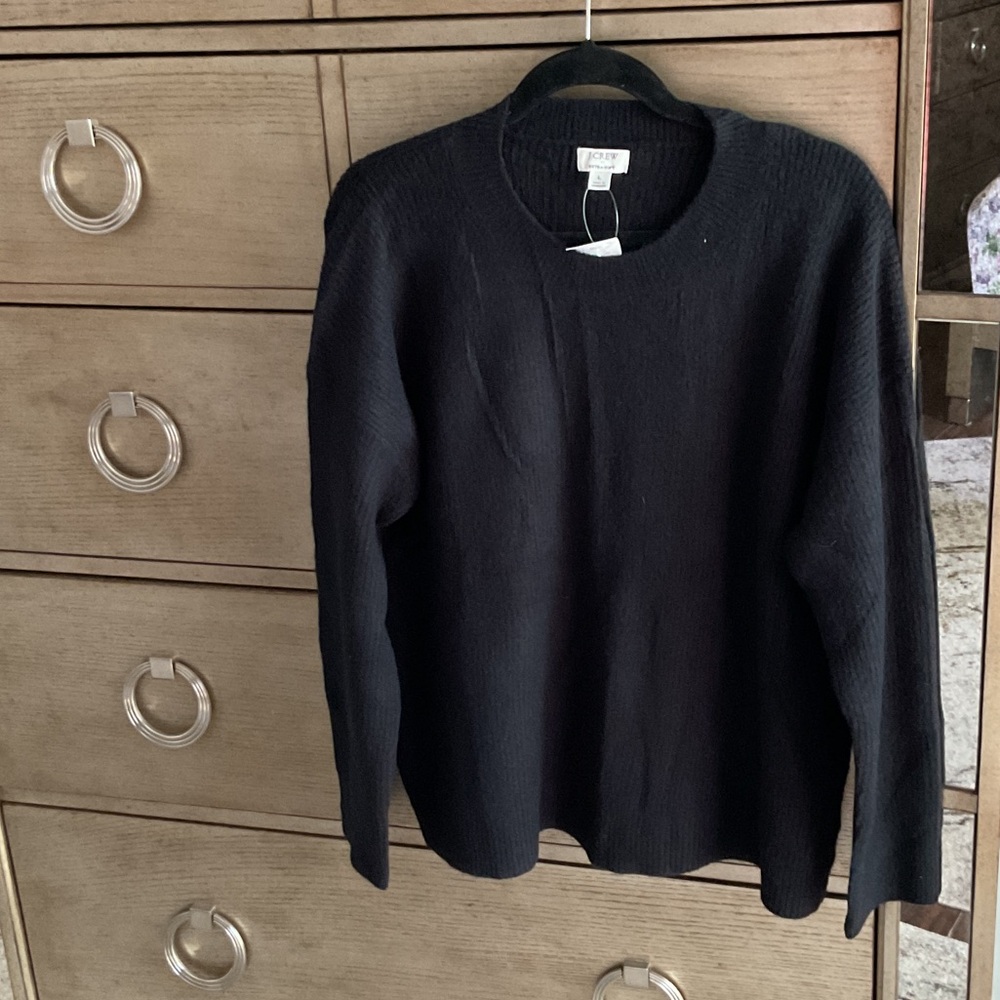 J. Crew Classic extra soft Black Crewneck Sweater; size L,new